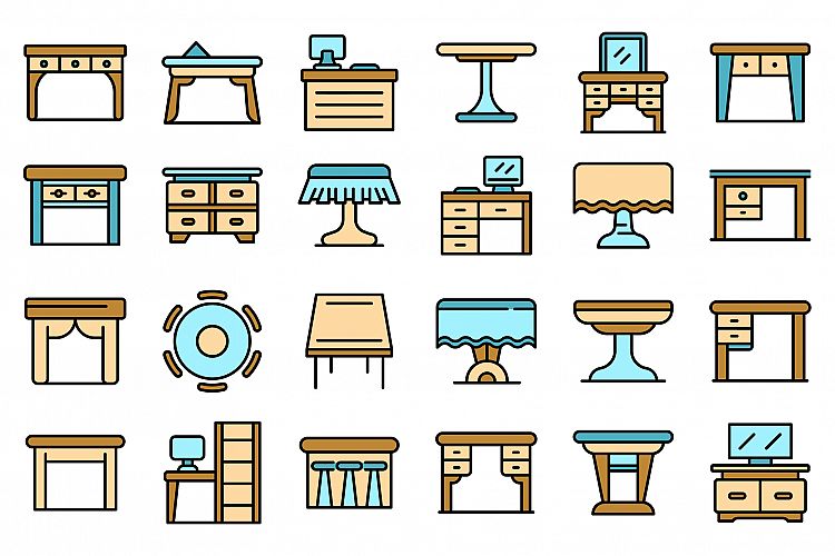 Table icons set vector flat example image 1