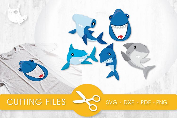 Sharks cutting files svg, dxf, pdf, eps included - cut files for cricut and silhouette - Cutting Files SG
