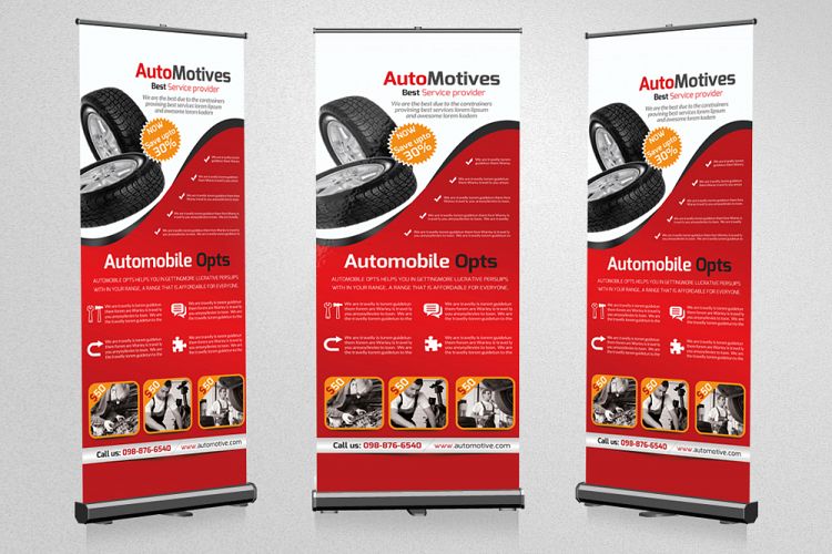 Automobile Repair Roll Up Banner Template