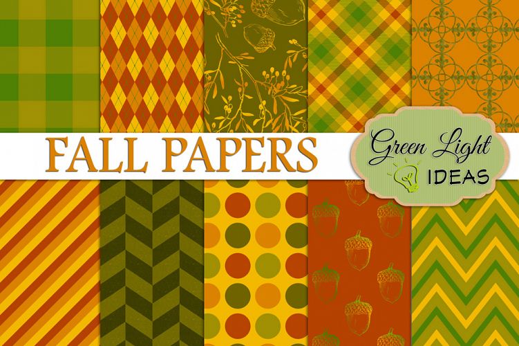 Fall Digital Papers, Autumn Backgrounds, Thanksgiving Scrapbook Papers