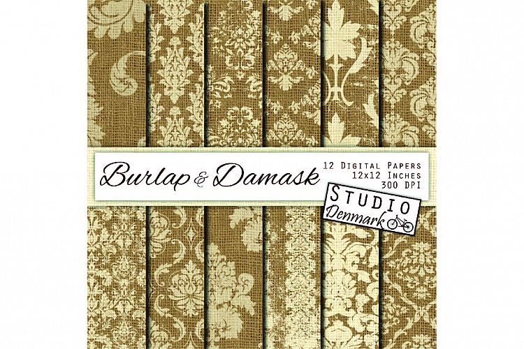 Burlap   Damask Digital Paper - White Damask Burlap Paper