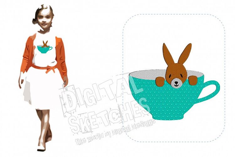 Bunny Machine Embroidery Design 3 Sizes