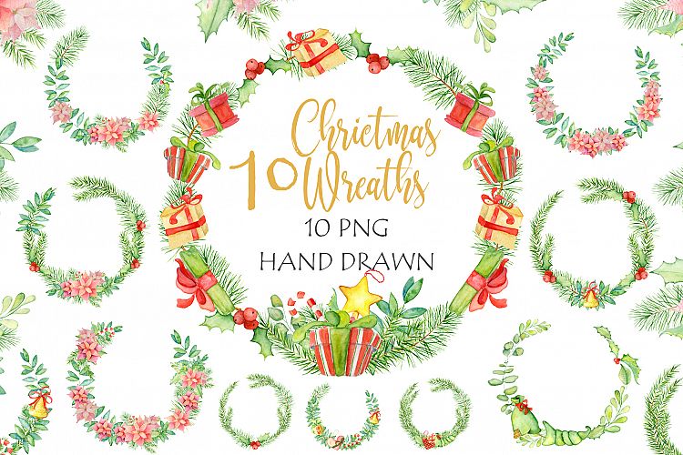 Christmas watercolor wreaths