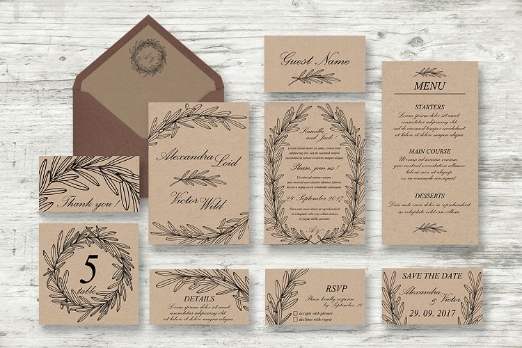 Wedding Vector Invitations Suite