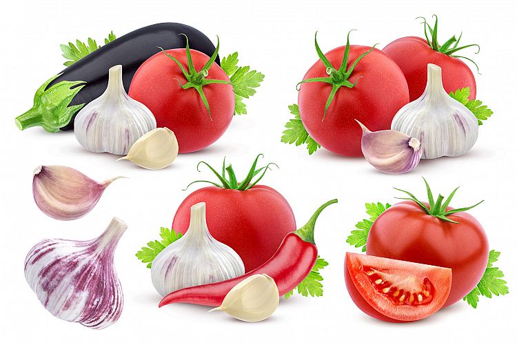 Different vegetables isolated on white background