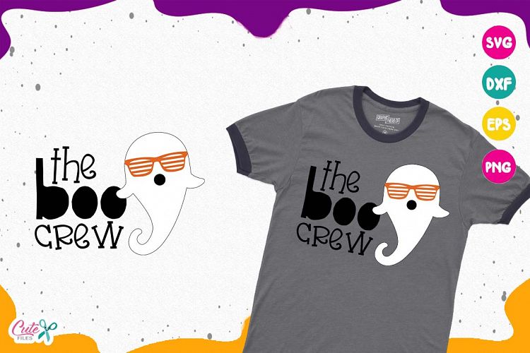 The boo crew, ghost, striped glasses, halloween svg files