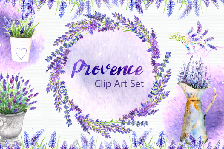 Watercolor Provence Clip Art Set