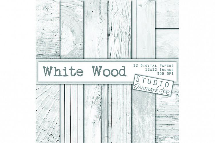 White Wood Digital Paper 12 Pack