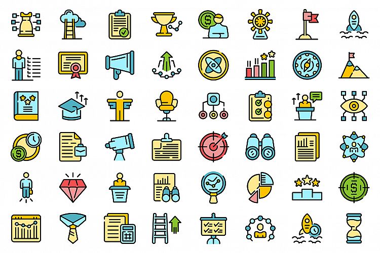 Successful career icons set vector flat example image 1