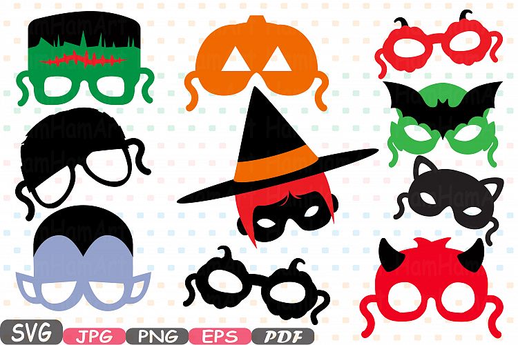 Halloween Monsters props kids masks bundle svg 6p