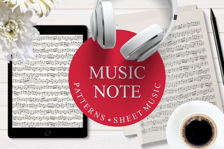 Music note. Seamless pattern. Sheet music. Template. Musical score