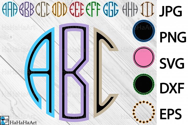 Circle Monogram Alphabet - Clip art / Cutting Files - 41c