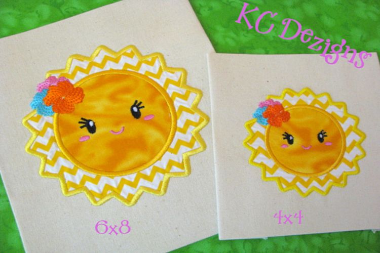 Baby Sun With Flowers Machine Applique Embroidery Design