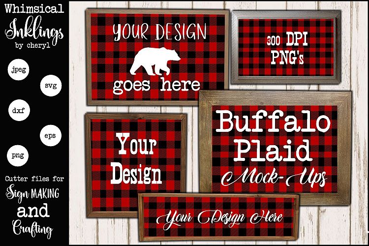 Buffalo Plaid Sign Mock Ups