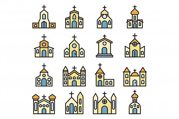 Church icons vector flat example image 1