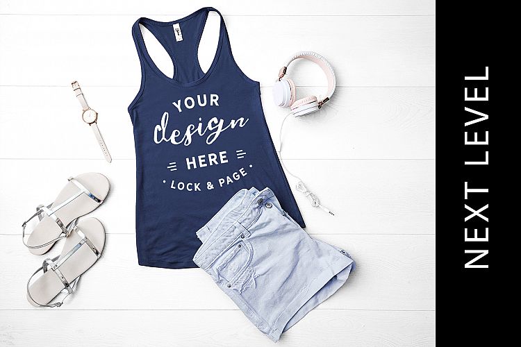 Indigo Next Level Mockup 1533 Tank Top Racerback Flat Lay