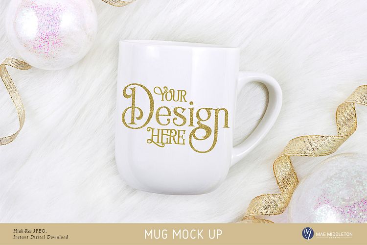 White Mug Mock up for New Year, Holiday, Celebration