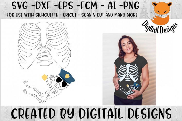 Police Baby Skeleton X-Ray SVG for Silhouette -Cricut