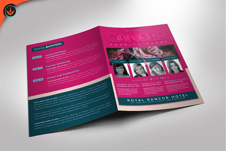 Breast Cancer Charity Event Program Photoshop Template