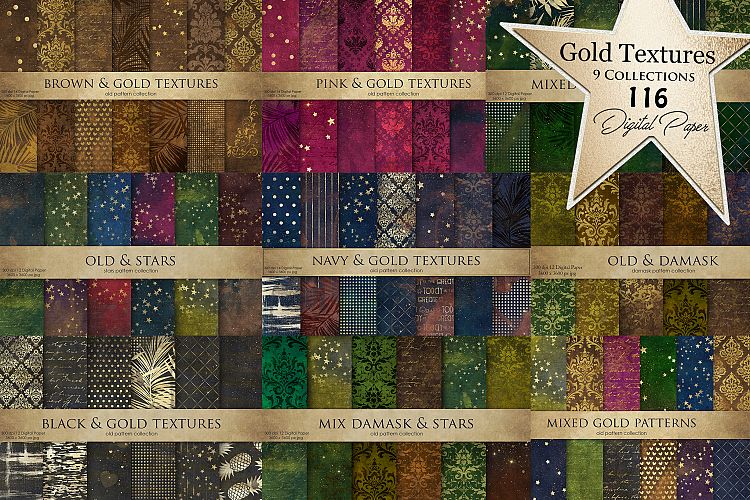 Gold Textures 116 Old Digital Paper 9 Collections