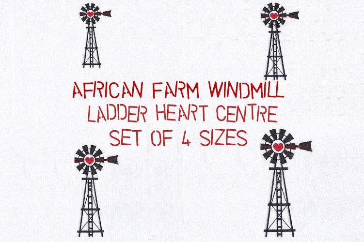 Windmill Red Heart Middle Center Machine Embroidery File