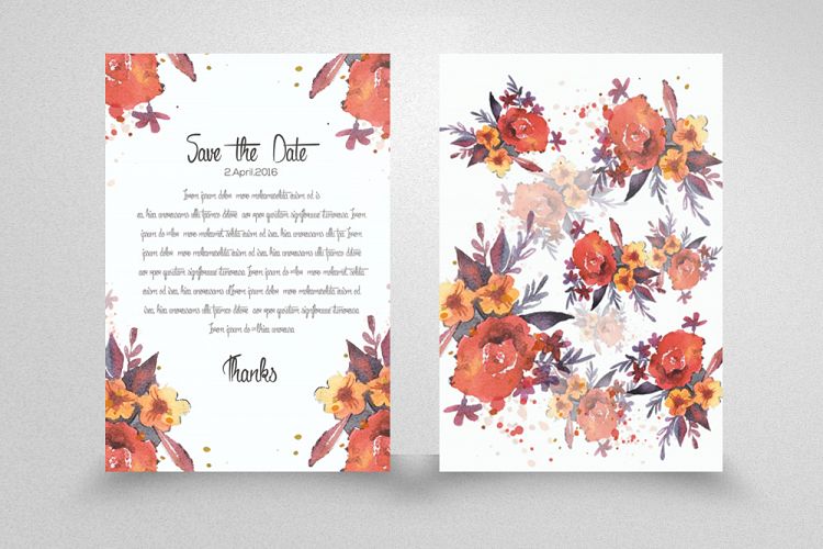 Double Sided Floral Save The Date Card
