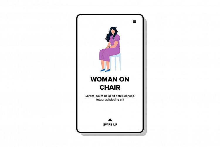 Woman On Chair Sit And Waiting Interview Vector