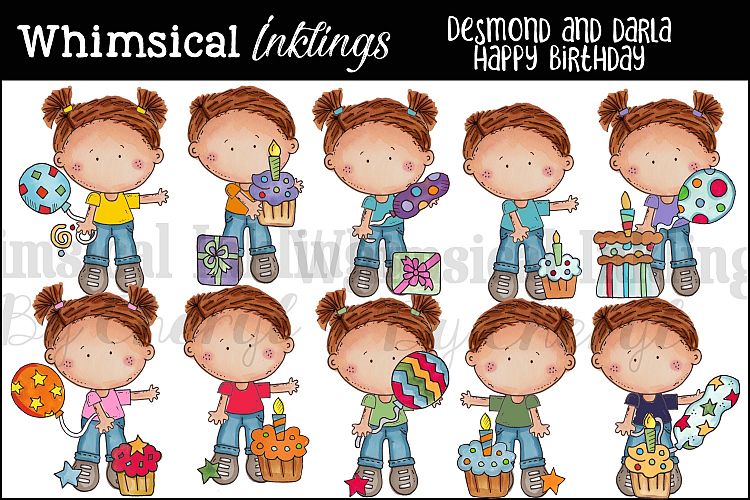 Desmond and Darla Happy Birthday Clipart Collection