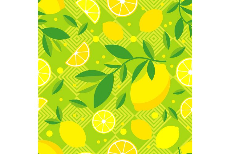 Seamless pattern with decorative lemons.