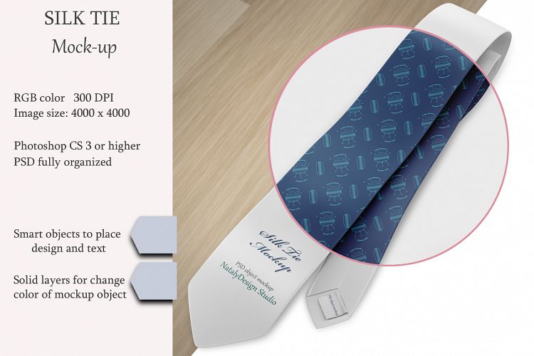 Silk tie mockup. Product mockup.