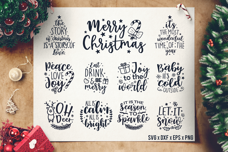 Christmas Sayings SVG Bundle - Christmas Quotes SVG - DXF