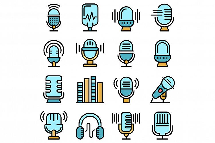 Podcast icons set vector flat example image 1
