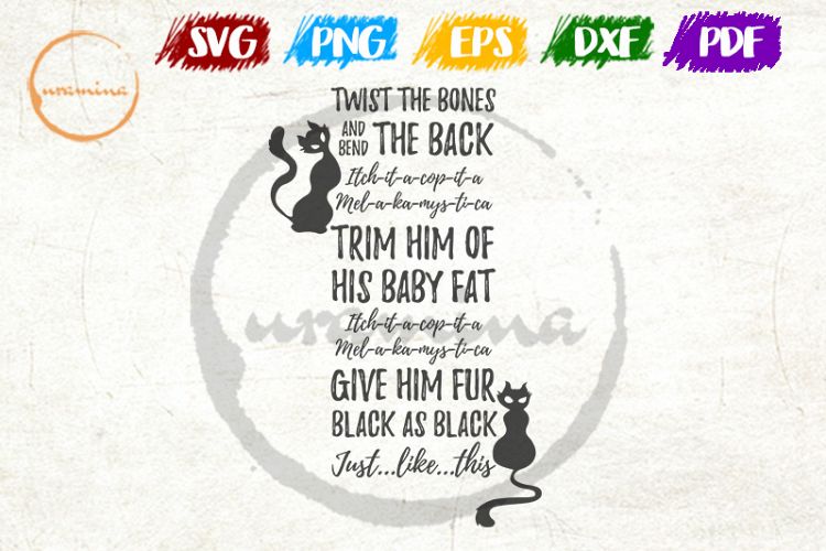Black Cat Twist The Bones SVG Cut FIles, PDF Printable