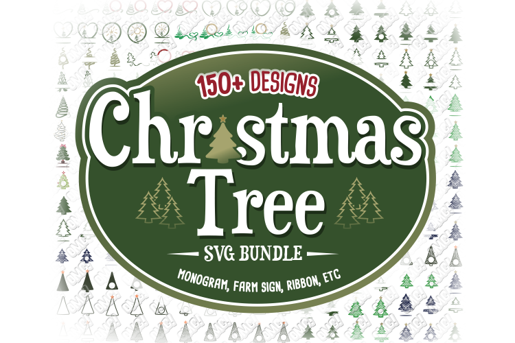Christmas Tree SVG Monogram in SVG, DXF, PNG, EPS, JPEG