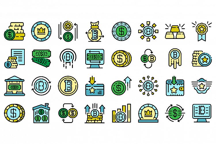 Tokens icons set vector flat example image 1