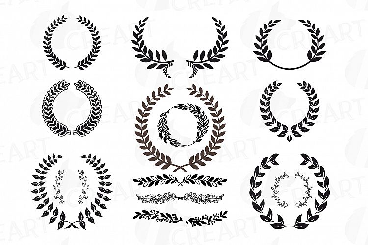 Laurel wreath clipart, Monogram frames silhouette