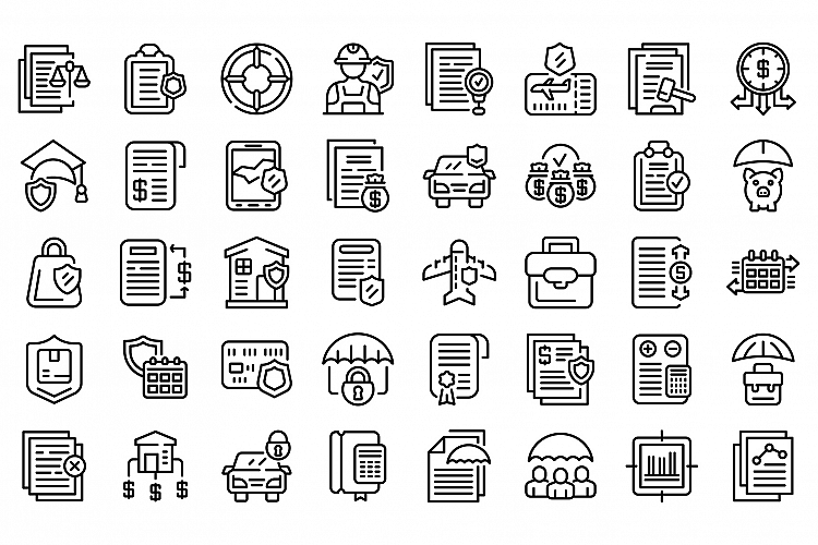 Liability icons set, outline style example image 1