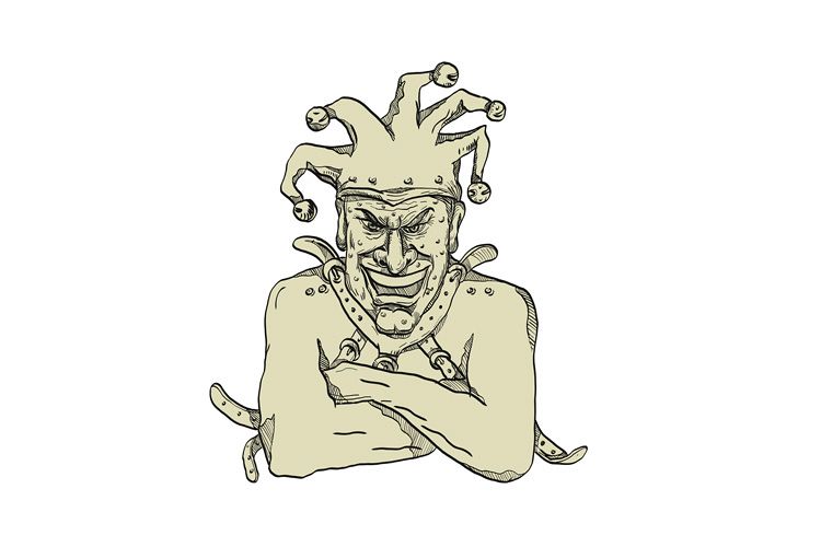 Crazy Court Jester Straitjacket Drawing