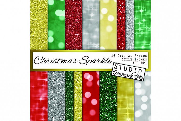 Christmas Glitter and Bokeh Digital Paper