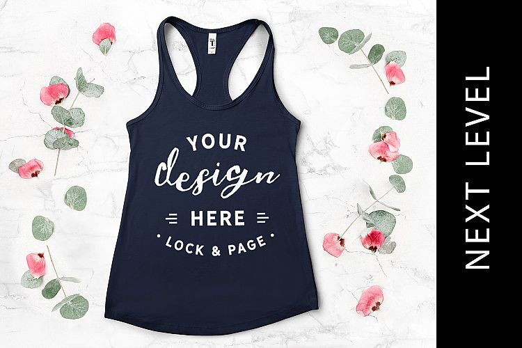 Midnight Navy Next Level 1533 Mockup Tank Top Flat Lay Vest