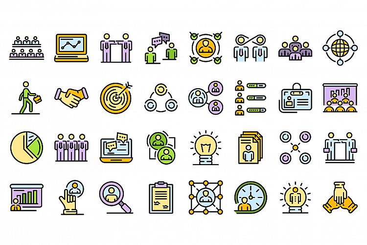 Collaboration icons vector flat example image 1