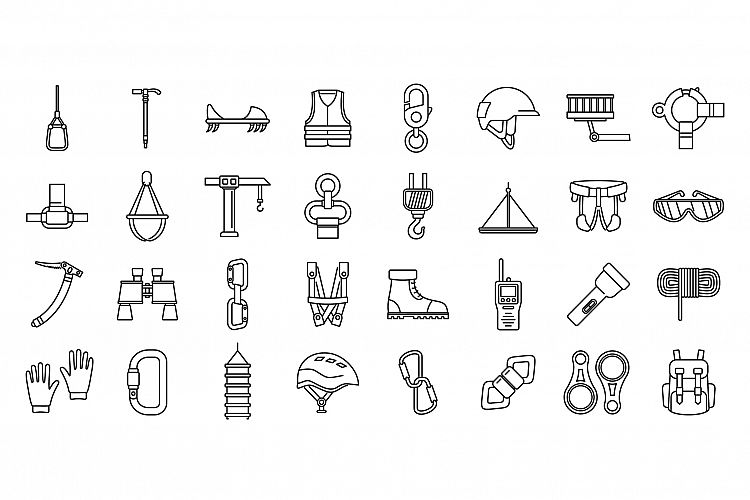 City industrial climber icons set, outline style example image 1