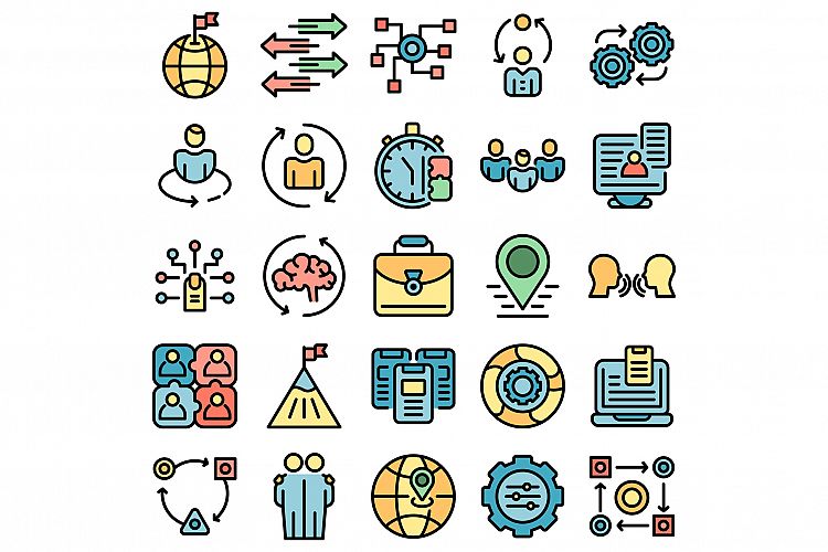 Adaptation icons set vector flat example image 1