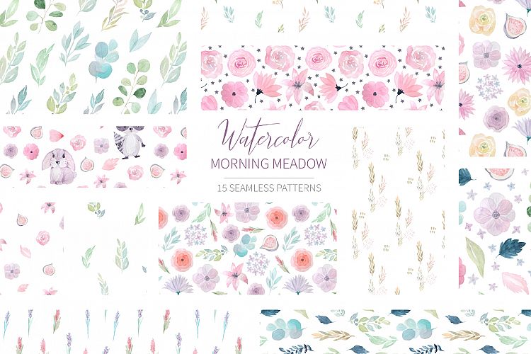 15 Morning Meadow Seamless Patterns