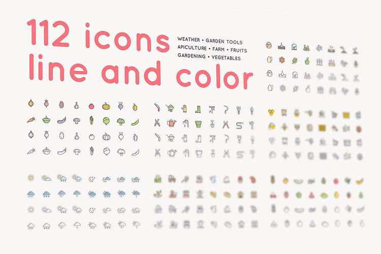 112 icons /farm/gardening/apiculture