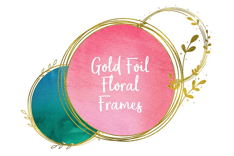 Gold Foil Floral Frame Clipart