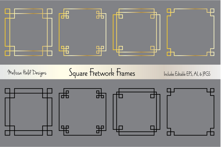 Silver & Gold Square Fretwork Frames