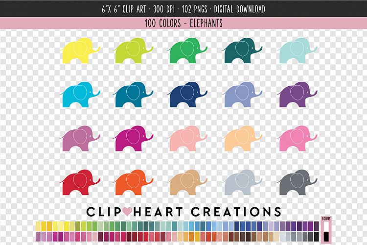 Elephants Clip Art - 100 Clip Art Graphics