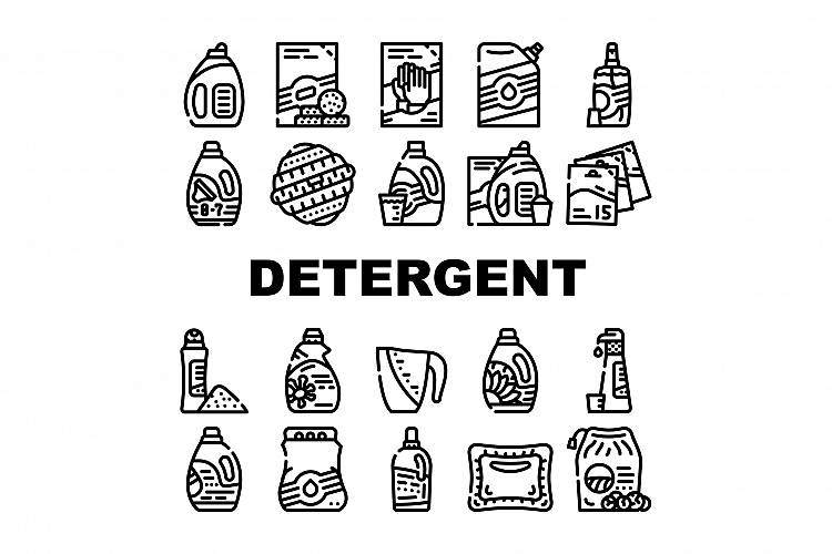 Detergent Washing Collection Icons Set Vector example image 1