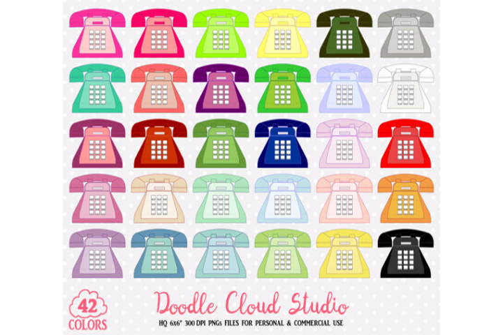 Download 42 Colorful Telephone Clipart Cute Retro Vintage Old Phone ...